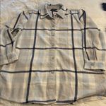 Eddie Bauer  Blue and Cream Checkered Shirt/Jacket have two front pockets Photo 8