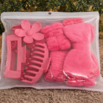 Pink Spa Hair Accessories Set – Hair Clips, Spa Headband & Wristbands Photo 0