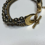 Henri Bendel  St Tropez Multi Strand Mixed Metal Chain Beaded Bracelet gold tone Photo 2