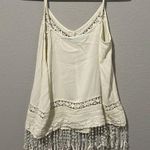 Maurice's Cream Tank Top S Crochet Bohemian Spaghetti Strap Eyelet Tassel Photo 1