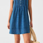 Faherty  Isha Dress Indigo Blue Denim Chambray Size Medium Casual Summer Photo 0