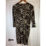 Oleg Cassini  Animal Print Cocktail Event Dress Medium Belted‎ Faux Wrap Mini Mob Photo 2