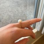 NEW Freshwater Pearl Ring Size 6 18K Gold Plated Band Dainty Photo 1