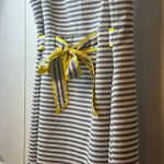 kim rogers Petite Striped Sleeveless Bow Tie Waist Dress Yellow Trim Size 14P Photo 4