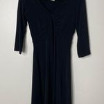 Free People Vintage  Black V-Neck 3/4 Sleeves Slit Mini Short Dress Classic XS Photo 0