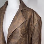 We Wore What Patina Cropped Blazer Brown Faux Leather Bomber Jacket Women's Medium Photo 2