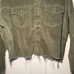American Eagle Womens Small Olive Green Corduroy Cropped Shacket Jacket Photo 2