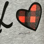 Next Level Apparel XOXO Buffalo Plaid Heart Gray V-Neck Short Sleeve Tshirt Small NWOT Photo 2