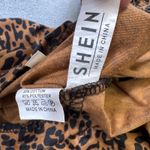 SheIn Tunic Top M Womens Leopard Print Twist Front Short Sleeve Cute Blouse Photo 4