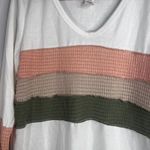 BiBi VTG Colorful Textured Striped Bodice & Cuffs Boho Pullover Top Size Small White Photo 3