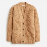 J.Crew  Tan Cable Knit Cardigan Sweater Chunky m Long Sleeve Wool Alpaca Size M Photo 2