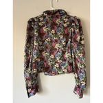 ZARA Floral Button Up V-Neck Top Size Medium Bohemian Feminine Flirty Cottage Photo 1