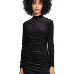 Likely  Leopard Burnout Wylie Dress Size 2 Black Ruched Long Sleeve Mock Neck Photo 2