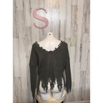 Say What? Say What? Distressed Hem Gray Knit Sweater Women’s Size Small Photo 2