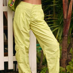 Free People  Small Mesmerize Pants Neon Yellow High Waist Straight Relax Outdoor Photo 0