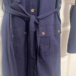 Tommy Hilfiger  Button Cotton Shirt Dress Knee Length Navy Belted NWT size Medium Photo 6
