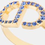 Christian Dior Petit CD Ring Gold-Finish Metal and Blue Crystals Size L Photo 3