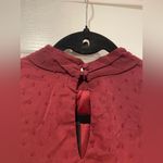 NWT Aconiya Size M Burgundy Swiss Dot Chiffon Lined High Neck Bow Lined Top Red Size M Photo 10
