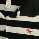 Ambiance S Red Mustang Striped Capped Sleeve Polo Top Black Photo 2