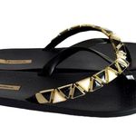 Ipanema Black & Gold Charm Imperial Sandals 6 Women's Flat Flip Flops Slides Photo 1