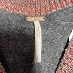 Free People  Striped Long Sleeve Sweater Cozy Grey Coral Size L Photo 3