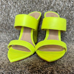 Schutz  Soraya Wedge Sandal Neon Yellow Size 6 Leather Sole Photo 0