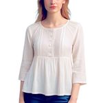HOUSE OF HARLOW EMBROIDERED SILVER METALLIC SHIMMER THREAD CREAM BOHO BLOUSE TOP White Size M Photo 0