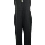 WAYF  Black Sleeveless V-neck Keyhole Formal Flared Wide Leg Ankle Jumpsuit Sz L Photo 0