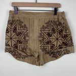 Free People  Westover Embroidered Shorts Womens Size Large Cotton Linen New Brown Photo 1