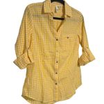 Kut From The Kloth Plaid Check Button Down Collared Blouse Shirt Yellow NWOT XS Photo 2