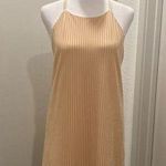 Very J Cream Beige Plisse Textured Trapeze Neck Sleeveless Dress - M Photo 0