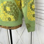 Witty Fox Yin Yang Floral Pullover Sweater Green Yellow Small Photo 5