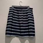 Club Monaco  Navy Blue Green White Striped Tonni Skirt Size Large‎ Silk Photo 2