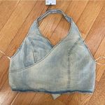 ZARA Denim TRF Jean cotton wrap crop halter top multiway ties front or back Sz M Photo 8