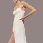 Reformation  Juliette Ivory Sweetheart Neckline Midi Dress High Slit Photo 1