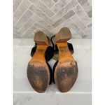 Coach Heels Womens 7 Valeann Cork Block Black Suede Round Open Toe High Gold Photo 7