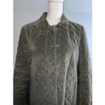 Women’s Quilted Leather Button Down Utility Barn Jacket medium Green Photo 2