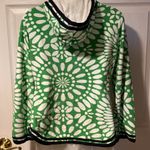 Tory Burch Terry Hoodie Wanda Tunic Green Lace Pattern Navy S 100% cotton Photo 3