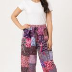 Hippie Forever Patchwork Boho Printed Jogger Pants purple Yellow Size M Photo 6