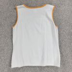 Talbots  Womens Tank Top Large White Orange Trim Crew Neck Stretch Casual Comfort Photo 2