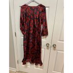 J. Peterman Bias Cut Velvet Dress Floral Maxi Dress Ruffle Hem Party Cocktail 8 Red Photo 4