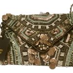 Clements Ribeiro All Over Beaded Clutch/ Crossbody Purse Green Photo 4