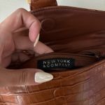 New York And Company Y2k brown leather / pleather mini handbag gold accents Photo 5