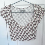 Urban Outfitters  White and Brown Cowboy Patterned Women's Crop Top SMALL Photo 0