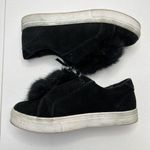 Sam Edelman  Size 10 Shoes Leya Black Velvet Faux Fur Pom Pom Slip-On Women's Photo 2