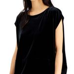 Alfani New  Velvet Cap Sleeve Boat Neck Top Black Photo 1