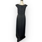 La Femme Column Gown Women's 6 Black Surplice Off the Shoulder Cap Sleeve Maxi Photo 4