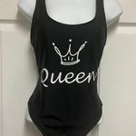 SheIn Black Queen Letter Crown Graphic One Piece Swimsuit Photo 2