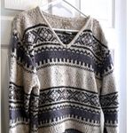 St. John St Johns Bay Womens 2X Fair Isle Snowflake V Neck Sweater Tan Grey Black VTG 80s Photo 3