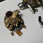 Lot Of 3 Beautiful Rhinestone Elephant Brooch Pins Photo 1